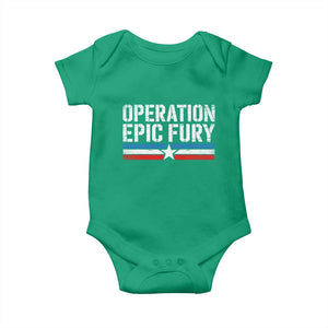 Operation Epic Fury Retro Patriotic Stripe Baby Onesie Vintage American Strength Freedom Supporters TS02 Irish Green Print Your Wear