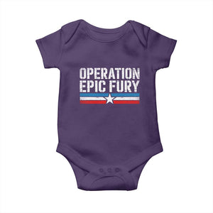 Operation Epic Fury Retro Patriotic Stripe Baby Onesie Vintage American Strength Freedom Supporters TS02 Purple Print Your Wear