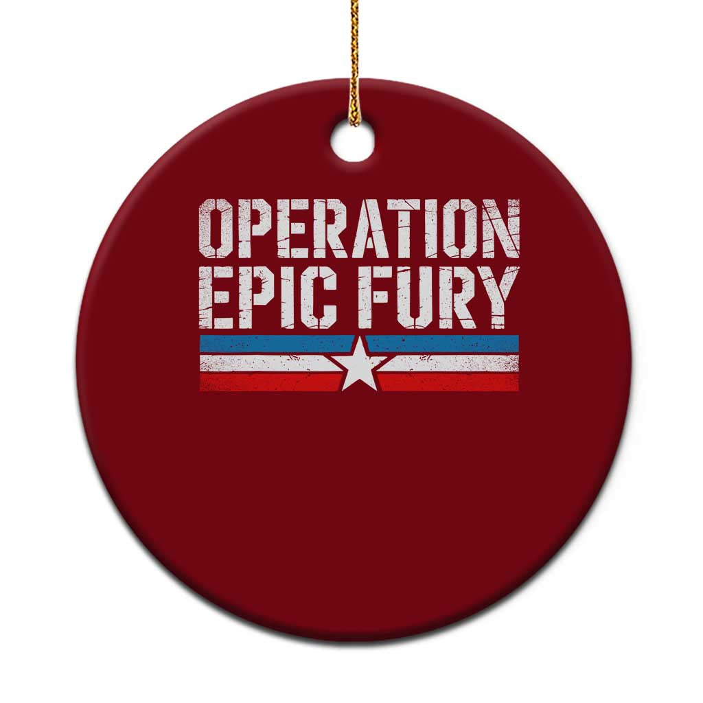 Operation Epic Fury Retro Patriotic Stripe Ceramic Ornament Vintage American Strength Freedom Supporters TS02 1pc Red Print Your Wear