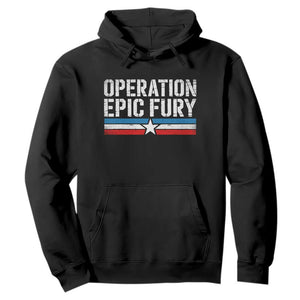 Operation Epic Fury Retro Patriotic Stripe Hoodie Vintage American Strength Freedom Supporters TS02 Black Print Your Wear