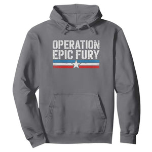 Operation Epic Fury Retro Patriotic Stripe Hoodie Vintage American Strength Freedom Supporters TS02 Charcoal Print Your Wear
