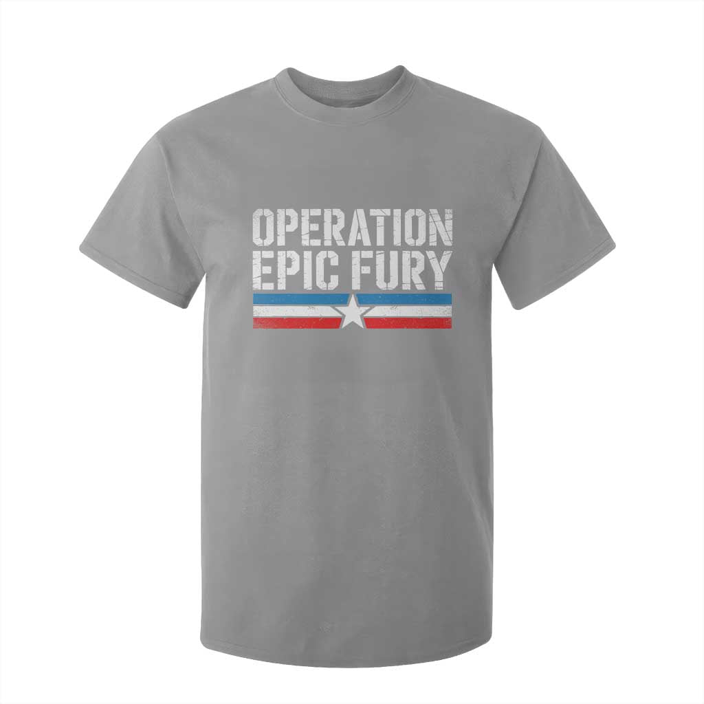 Operation Epic Fury Retro Patriotic Stripe T Shirt For Kid Vintage American Strength Freedom Supporters TS02 Sport Gray Print Your Wear