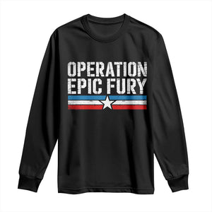 Operation Epic Fury Retro Patriotic Stripe Long Sleeve Shirt Vintage American Strength Freedom Supporters TS02 Black Print Your Wear