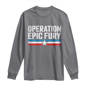 Operation Epic Fury Retro Patriotic Stripe Long Sleeve Shirt Vintage American Strength Freedom Supporters TS02 Charcoal Print Your Wear