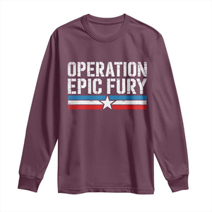 Operation Epic Fury Retro Patriotic Stripe Long Sleeve Shirt Vintage American Strength Freedom Supporters TS02 Maroon Print Your Wear