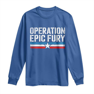 Operation Epic Fury Retro Patriotic Stripe Long Sleeve Shirt Vintage American Strength Freedom Supporters TS02 Royal Blue Print Your Wear