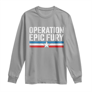 Operation Epic Fury Retro Patriotic Stripe Long Sleeve Shirt Vintage American Strength Freedom Supporters TS02 Sport Gray Print Your Wear