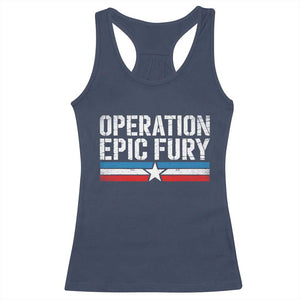 Operation Epic Fury Retro Patriotic Stripe Racerback Tank Top Vintage American Strength Freedom Supporters TS02 Navy Print Your Wear