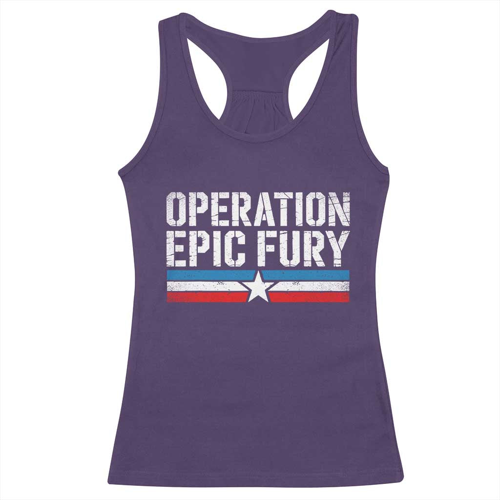Operation Epic Fury Retro Patriotic Stripe Racerback Tank Top Vintage American Strength Freedom Supporters TS02 Purple Print Your Wear