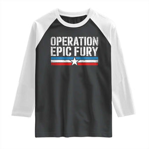 Operation Epic Fury Retro Patriotic Stripe Raglan Shirt Vintage American Strength Freedom Supporters TS02 Black White Print Your Wear