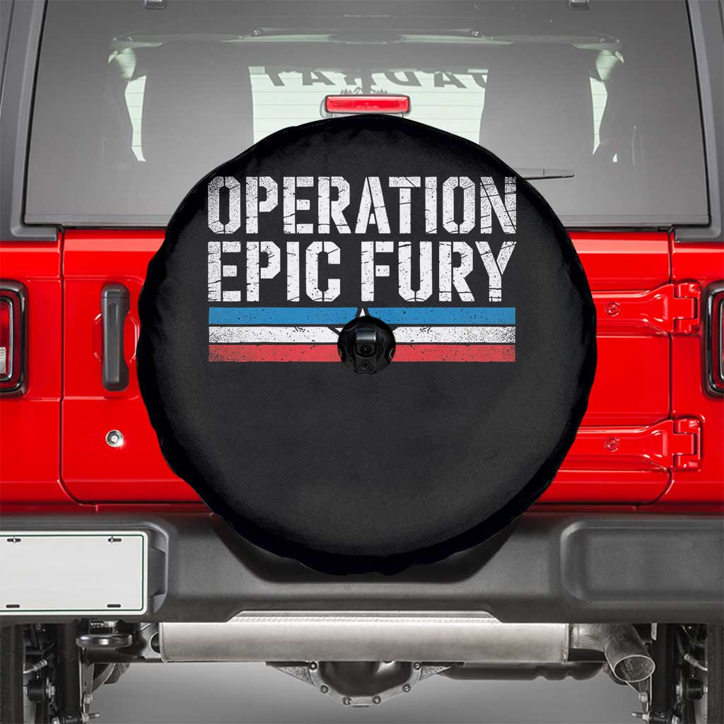 Operation Epic Fury Retro Patriotic Stripe Spare Tire Cover Vintage American Strength Freedom Supporters TS02 Black Print Your Wear