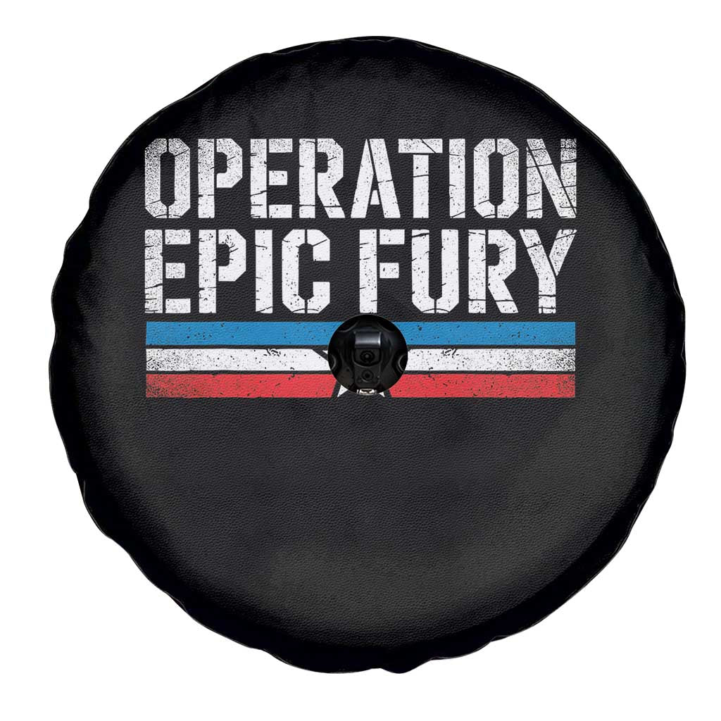 Operation Epic Fury Retro Patriotic Stripe Spare Tire Cover Vintage American Strength Freedom Supporters TS02 Print Your Wear
