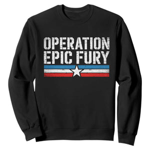 Operation Epic Fury Retro Patriotic Stripe Sweatshirt Vintage American Strength Freedom Supporters TS02 Black Print Your Wear