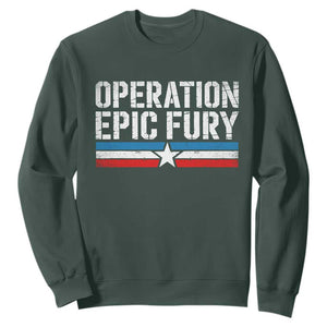 Operation Epic Fury Retro Patriotic Stripe Sweatshirt Vintage American Strength Freedom Supporters TS02 Dark Forest Green Print Your Wear