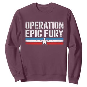 Operation Epic Fury Retro Patriotic Stripe Sweatshirt Vintage American Strength Freedom Supporters TS02 Maroon Print Your Wear