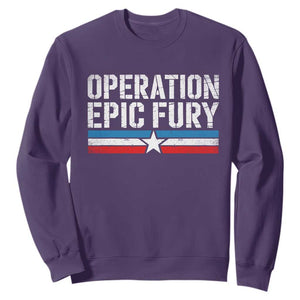 Operation Epic Fury Retro Patriotic Stripe Sweatshirt Vintage American Strength Freedom Supporters TS02 Purple Print Your Wear