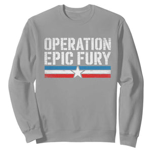 Operation Epic Fury Retro Patriotic Stripe Sweatshirt Vintage American Strength Freedom Supporters TS02 Sport Gray Print Your Wear