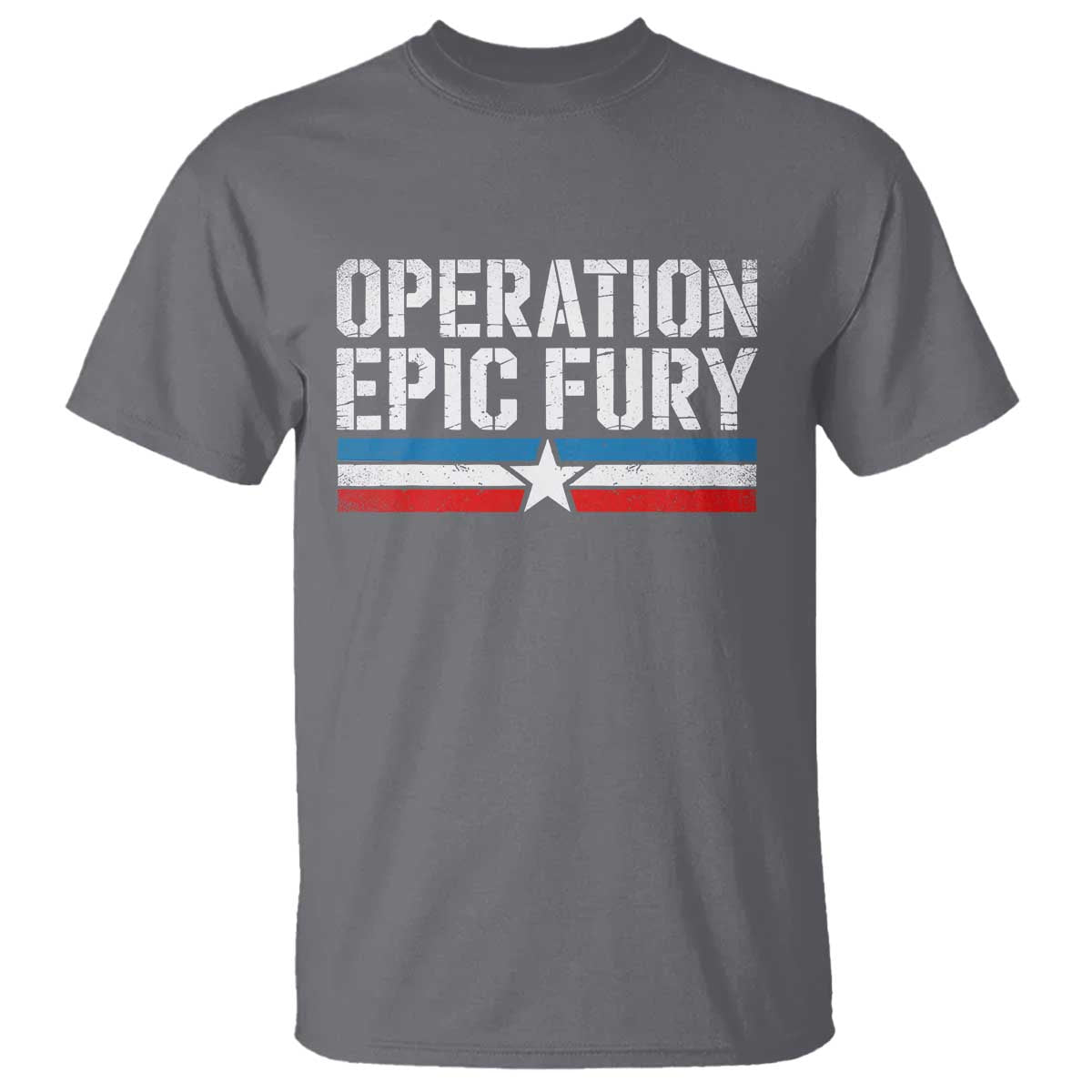 Operation Epic Fury Retro Patriotic Stripe T Shirt Vintage American Strength Freedom Supporters TS02 Charcoal Print Your Wear