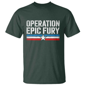Operation Epic Fury Retro Patriotic Stripe T Shirt Vintage American Strength Freedom Supporters TS02 Dark Forest Green Print Your Wear
