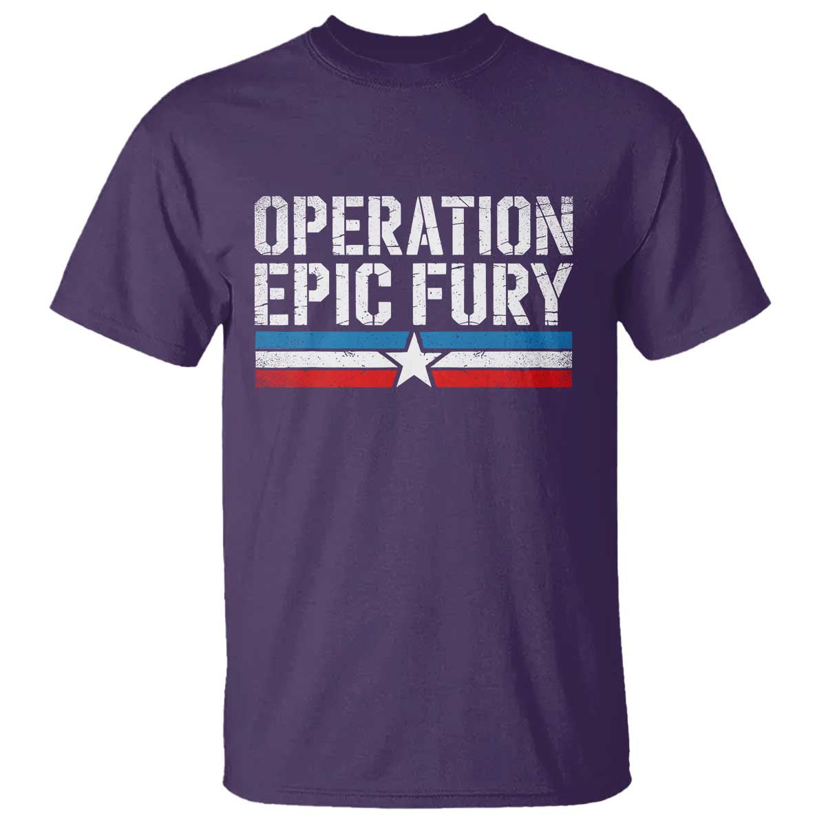 Operation Epic Fury Retro Patriotic Stripe T Shirt Vintage American Strength Freedom Supporters TS02 Purple Print Your Wear