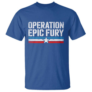 Operation Epic Fury Retro Patriotic Stripe T Shirt Vintage American Strength Freedom Supporters TS02 Royal Blue Print Your Wear