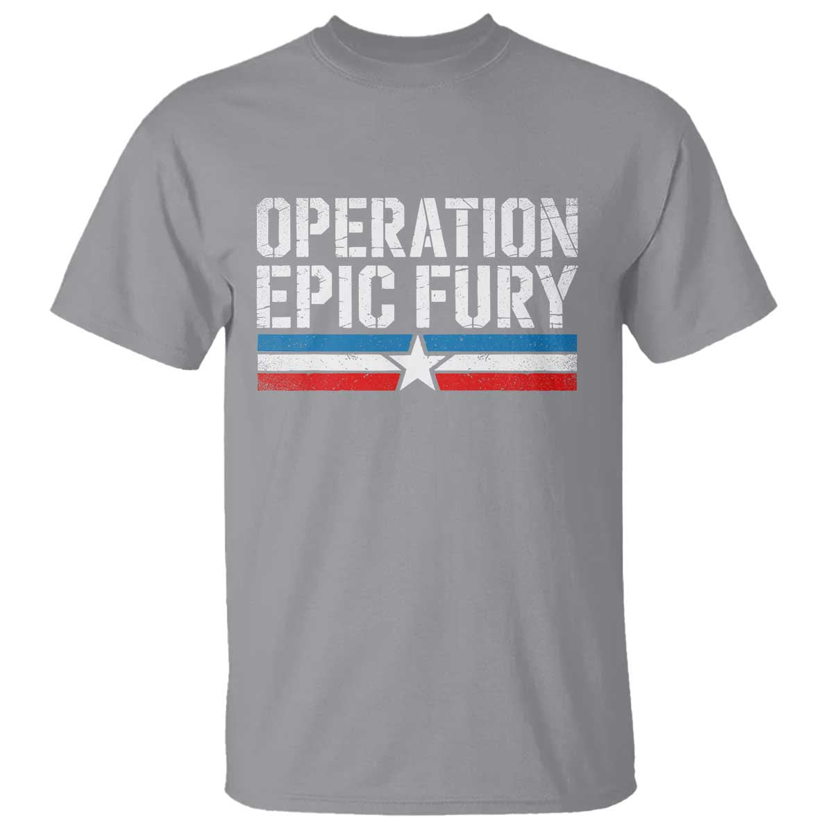Operation Epic Fury Retro Patriotic Stripe T Shirt Vintage American Strength Freedom Supporters TS02 Sport Gray Print Your Wear
