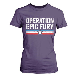 Operation Epic Fury Retro Patriotic Stripe T Shirt For Women Vintage American Strength Freedom Supporters TS02 Purple Print Your Wear