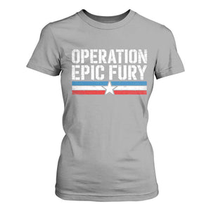 Operation Epic Fury Retro Patriotic Stripe T Shirt For Women Vintage American Strength Freedom Supporters TS02 Sport Gray Print Your Wear