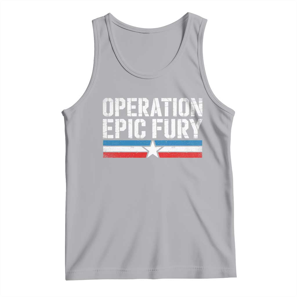 Operation Epic Fury Retro Patriotic Stripe Tank Top Vintage American Strength Freedom Supporters TS02 Athletic Heather Print Your Wear
