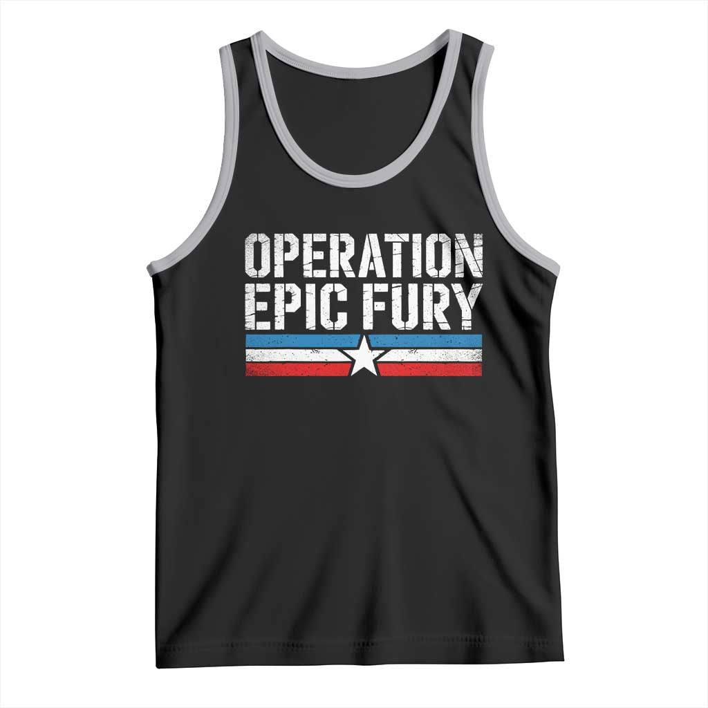 Operation Epic Fury Retro Patriotic Stripe Tank Top Vintage American Strength Freedom Supporters TS02 Black Athletic Heather Print Your Wear