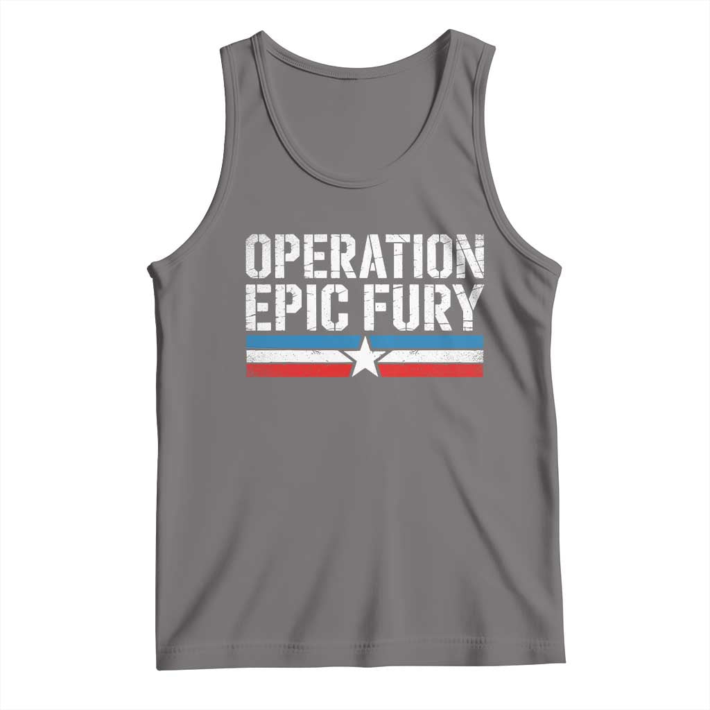 Operation Epic Fury Retro Patriotic Stripe Tank Top Vintage American Strength Freedom Supporters TS02 Deep Heather Print Your Wear