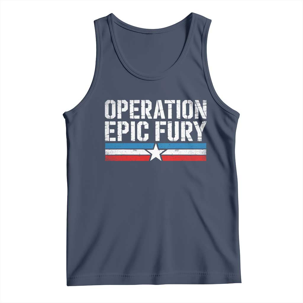 Operation Epic Fury Retro Patriotic Stripe Tank Top Vintage American Strength Freedom Supporters TS02 Navy Print Your Wear