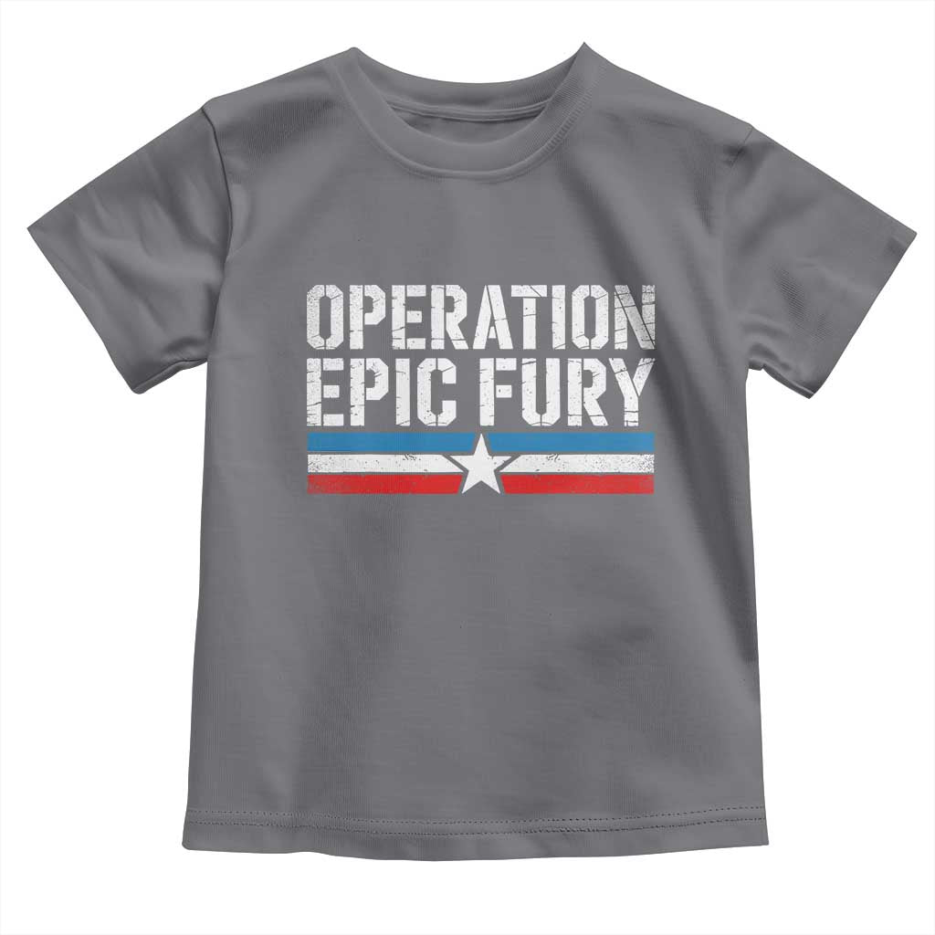 Operation Epic Fury Retro Patriotic Stripe Toddler T Shirt Vintage American Strength Freedom Supporters TS02 Charcoal Print Your Wear