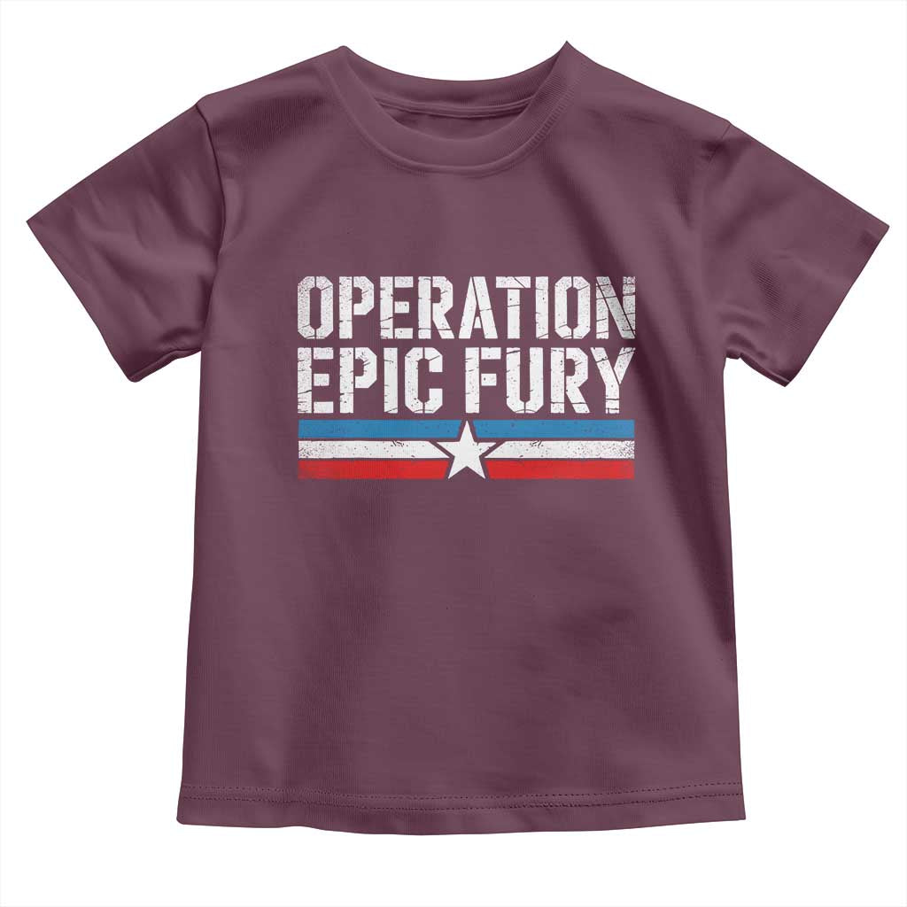 Operation Epic Fury Retro Patriotic Stripe Toddler T Shirt Vintage American Strength Freedom Supporters TS02 Maroon Print Your Wear