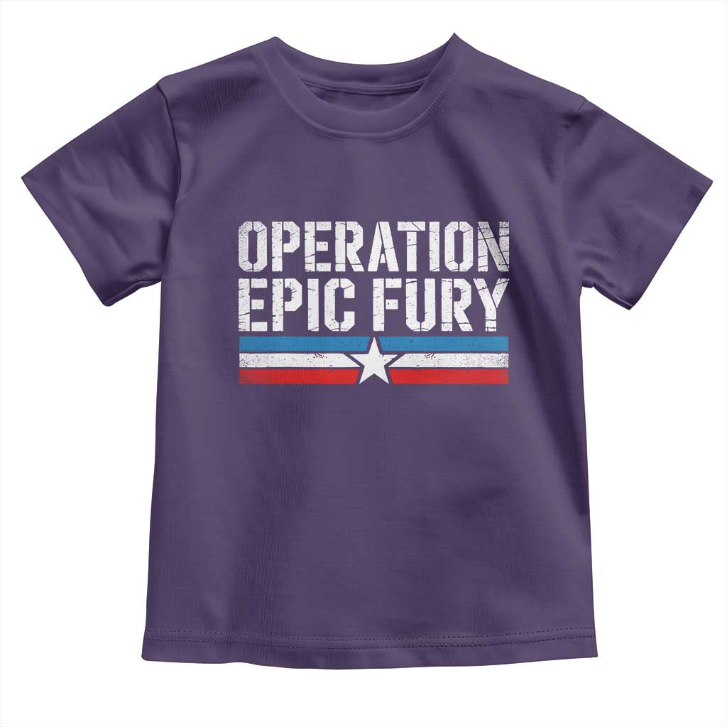 Operation Epic Fury Retro Patriotic Stripe Toddler T Shirt Vintage American Strength Freedom Supporters TS02 Purple Print Your Wear
