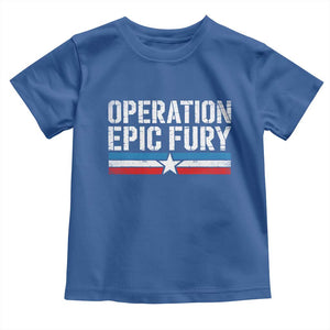 Operation Epic Fury Retro Patriotic Stripe Toddler T Shirt Vintage American Strength Freedom Supporters TS02 Royal Blue Print Your Wear
