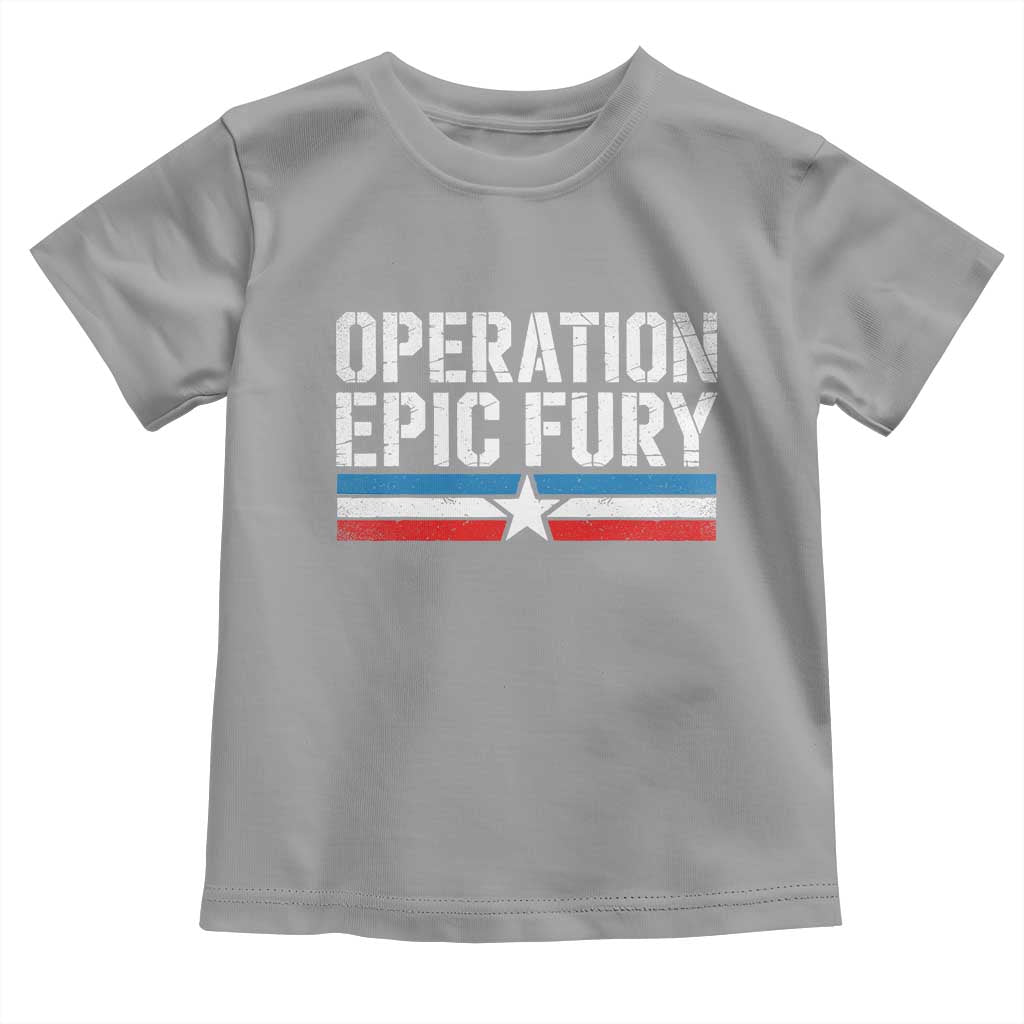 Operation Epic Fury Retro Patriotic Stripe Toddler T Shirt Vintage American Strength Freedom Supporters TS02 Sport Gray Print Your Wear