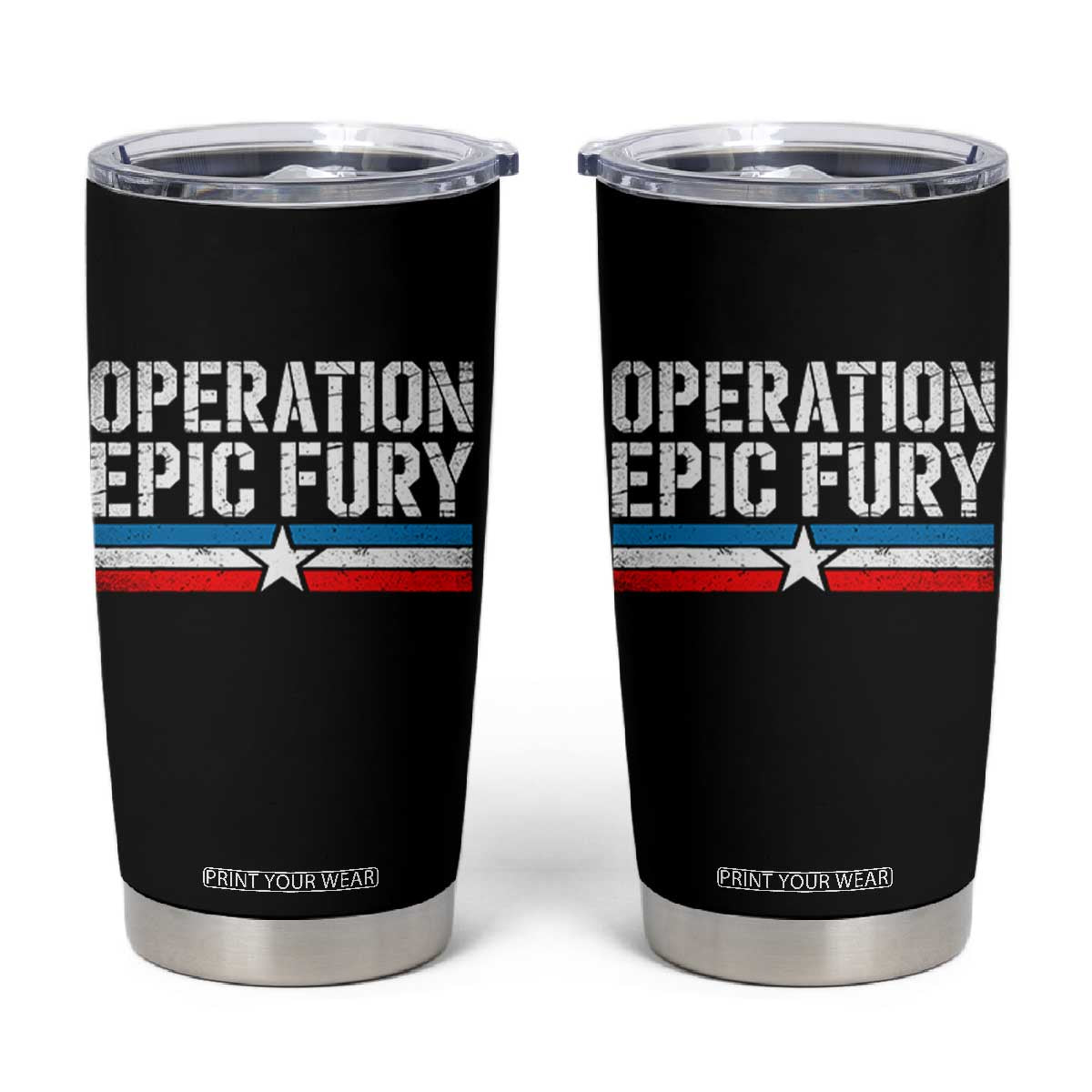 Operation Epic Fury Retro Patriotic Stripe Tumbler Cup Vintage American Strength Freedom Supporters TS02 Black Print Your Wear