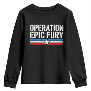 Operation Epic Fury Retro Patriotic Stripe Youth Sweatshirt Vintage American Strength Freedom Supporters TS02 Black Print Your Wear
