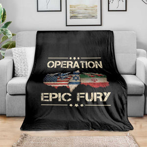 Operation Epic Fury USA Israel Throw Blanket Patriotic Military Peace Through Strength TS02 Print Your Wear