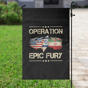 Operation Epic Fury USA Israel Garden Flag Patriotic Military Peace Through Strength TS02 Print Your Wear