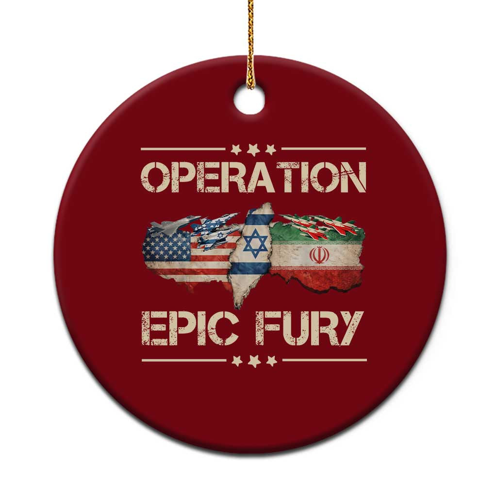 Operation Epic Fury USA Israel Ceramic Ornament Patriotic Military Peace Through Strength TS02 1pc Red Print Your Wear