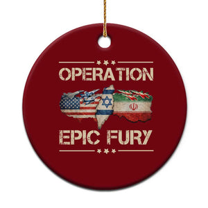 Operation Epic Fury USA Israel Ceramic Ornament Patriotic Military Peace Through Strength TS02 1pc Red Print Your Wear