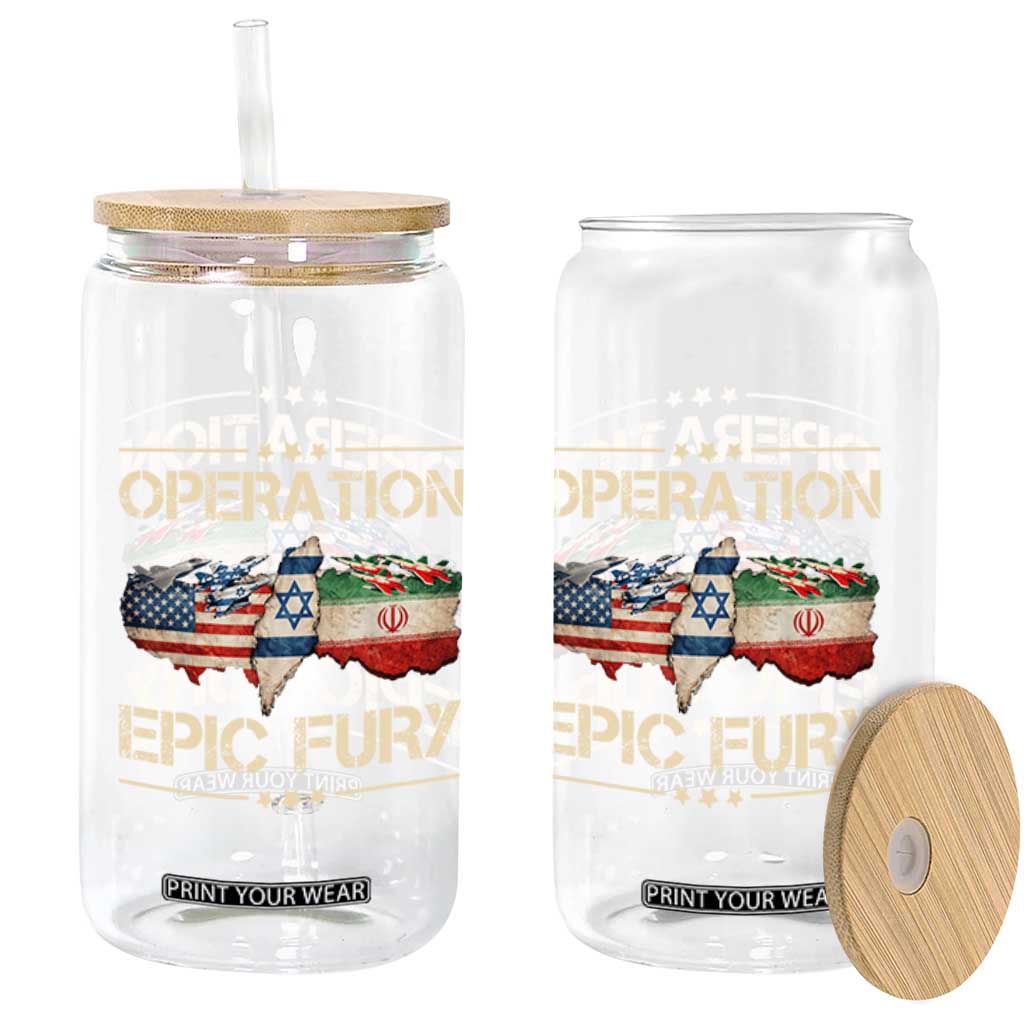 Operation Epic Fury USA Israel Glass Can Patriotic Military Peace Through Strength TS02 Print Your Wear
