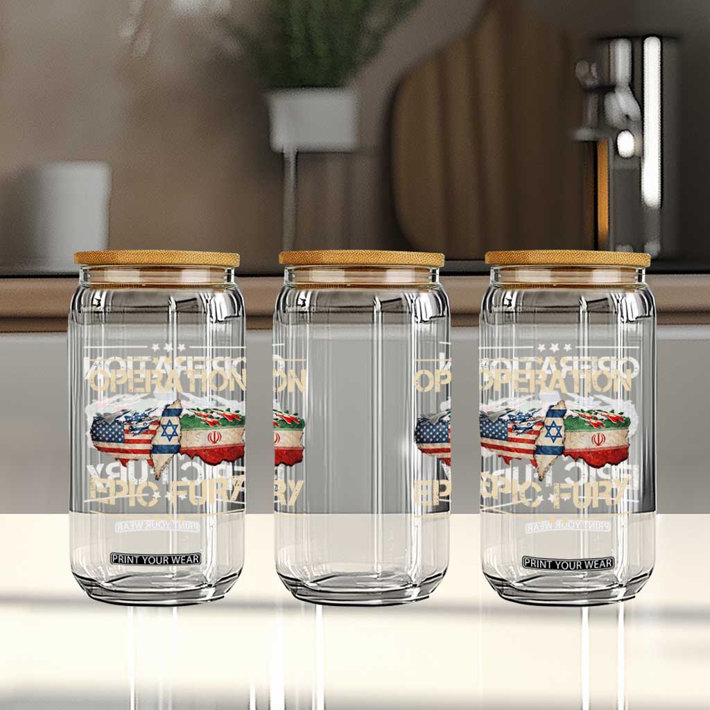 Operation Epic Fury USA Israel Glass Can Patriotic Military Peace Through Strength TS02 Print Your Wear