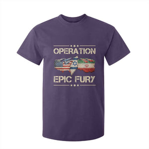 Operation Epic Fury USA Israel T Shirt For Kid Patriotic Military Peace Through Strength TS02 Purple Print Your Wear