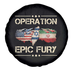 Operation Epic Fury USA Israel Spare Tire Cover Patriotic Military Peace Through Strength TS02 Print Your Wear