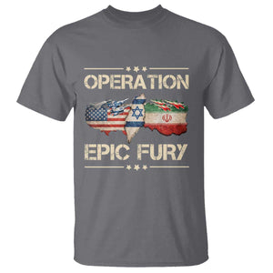 Operation Epic Fury USA Israel T Shirt Patriotic Military Peace Through Strength TS02 Charcoal Print Your Wear