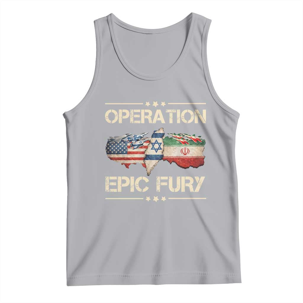 Operation Epic Fury USA Israel Tank Top Patriotic Military Peace Through Strength TS02 Athletic Heather Print Your Wear