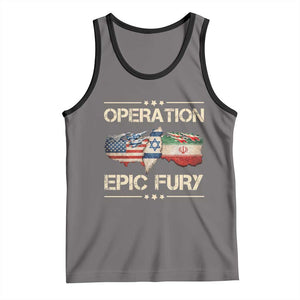 Operation Epic Fury USA Israel Tank Top Patriotic Military Peace Through Strength TS02 Deep Heather Black Print Your Wear
